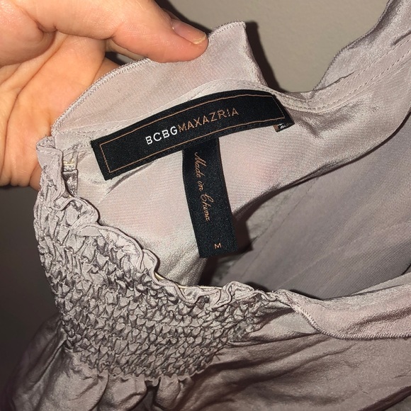 BCBGMAXAZRIA Lilac Silk Ruffle Halter Top - Picture 4 of 5